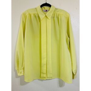 Sheridan Square Women's Plus Size Yellow Long Sleeve Career Blouse Size 18